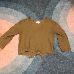 Madewell texture & thread tied longsleeve top, small olive green